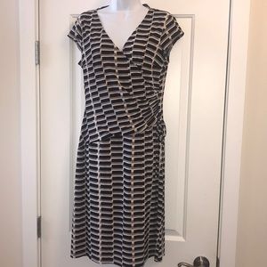 Women’s Mock wrap dress with rouching & diagonal waist figure flattering